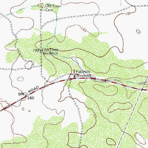 Topographic Map of Palomos Windmill, TX