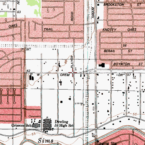 Topographic Map of Pamela Heights, TX