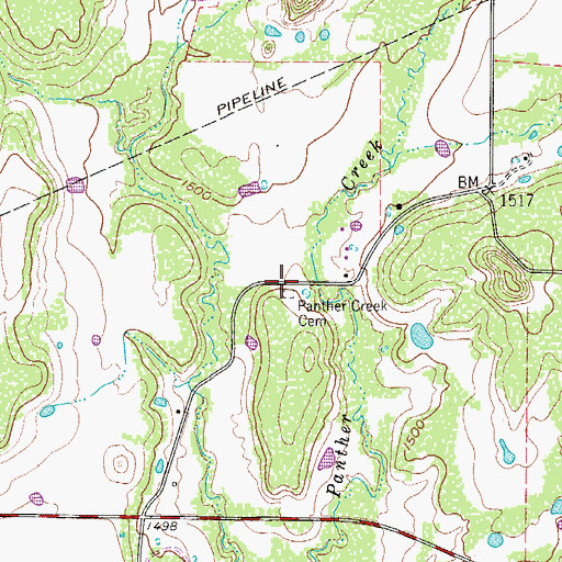Topographic Map of Panther Creek Cemetery, TX