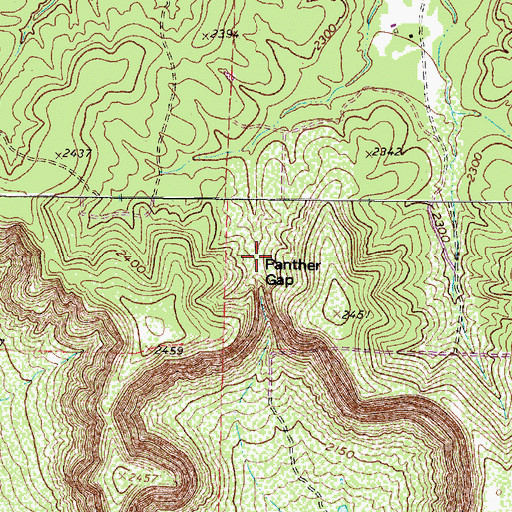 Topographic Map of Panther Gap, TX