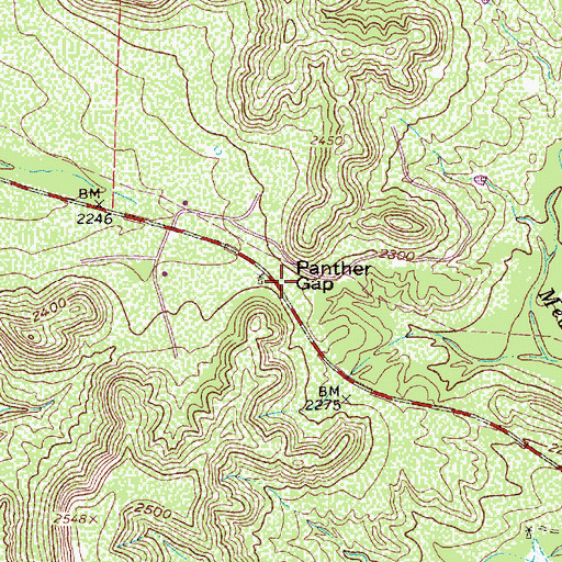 Topographic Map of Panther Gap, TX