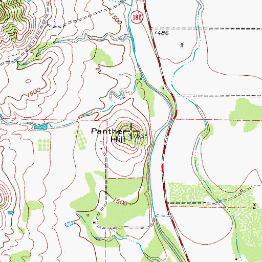 Topographic Map of Panther Hill, TX