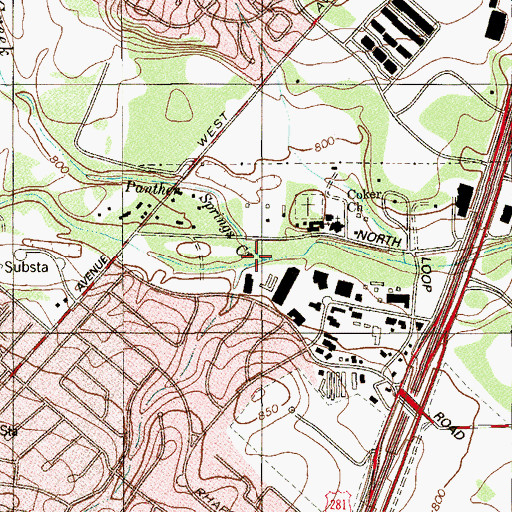 Topographic Map of Panther Springs Creek, TX