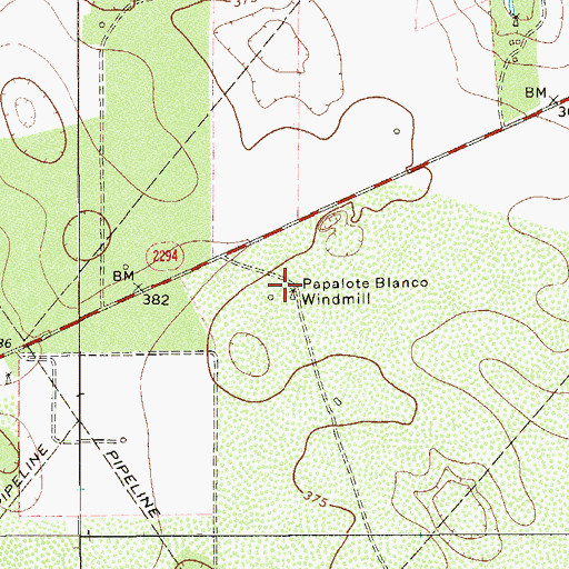 Topographic Map of Papalote Blanco Windmill, TX