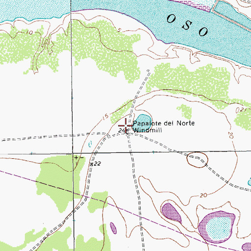 Topographic Map of Papalote Del Norte Windmill, TX