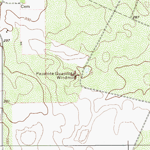 Topographic Map of Papalote Guajolota Windmill, TX