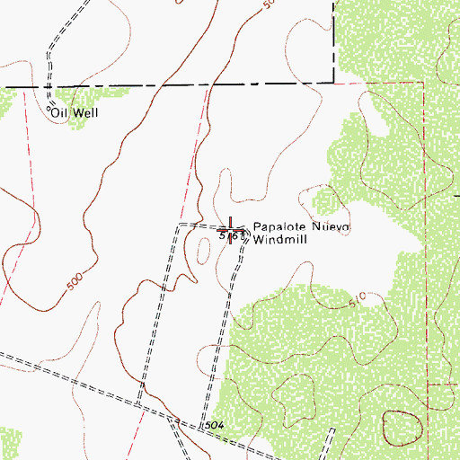 Topographic Map of Papalote Nuevo Windmill, TX