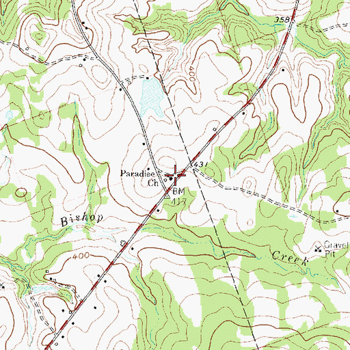 Topographic Map of Paradise Church, TX
