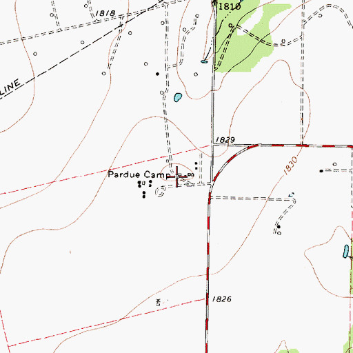 Topographic Map of Pardue Camp, TX
