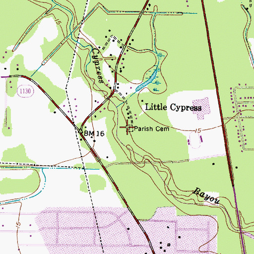 Topographic Map of Parish Cemetery, TX