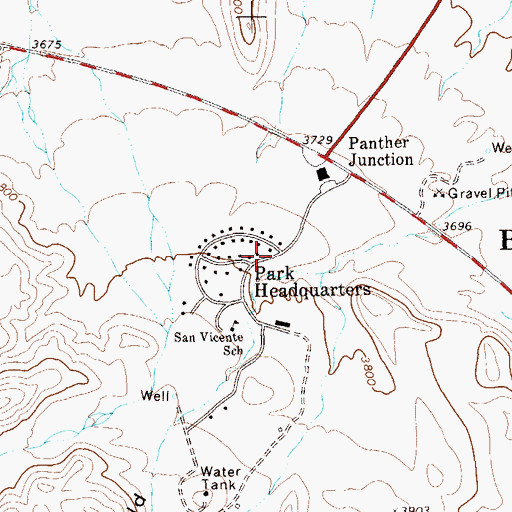 Topographic Map of Park Headquarters, TX