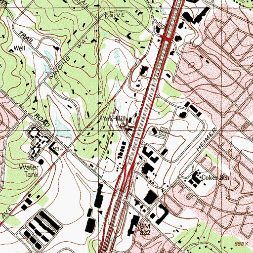 Topographic Map of Park Hills Church, TX