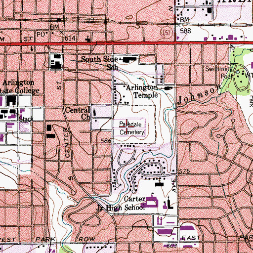 Topographic Map of Parkdale Cemetery, TX