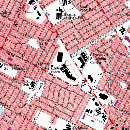 Topographic Map of Parkdale Plaza, TX