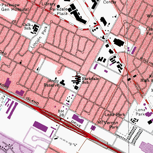 Topographic Map of Parkdale School, TX