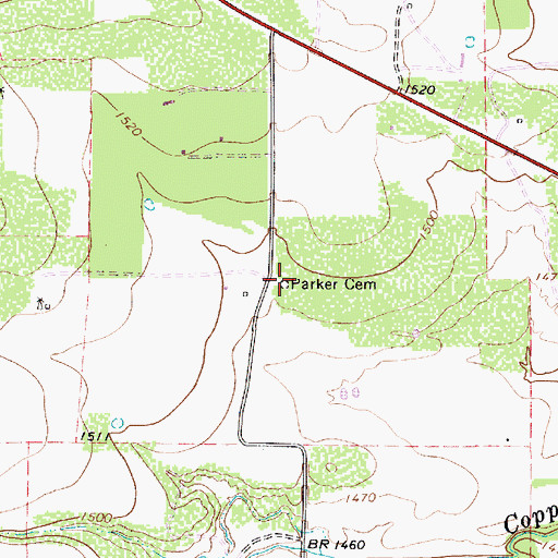 Topographic Map of Parker Cemetery, TX