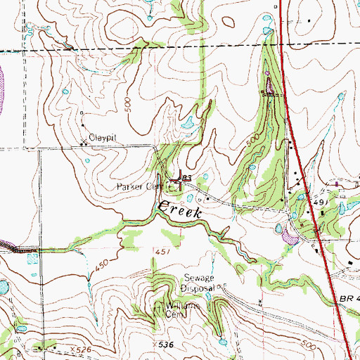 Topographic Map of Parker Cemetery, TX