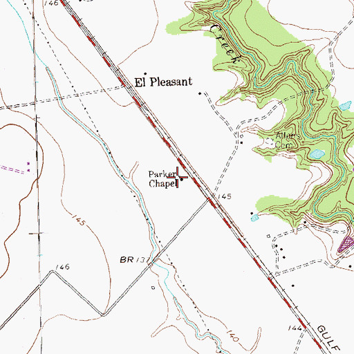 Topographic Map of Parker Chapel, TX