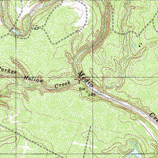Topographic Map of Parker Hollow Creek, TX