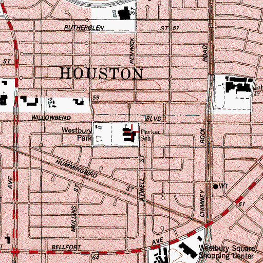 Topographic Map of Parker School, TX