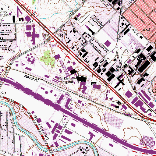 Topographic Map of Parkland Health and Hospital System, TX