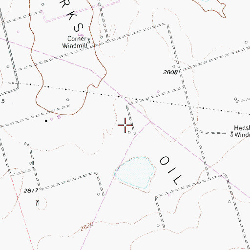 Topographic Map of Parks Oil Field, TX