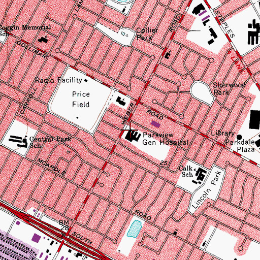 Topographic Map of Parkview General Hospital, TX