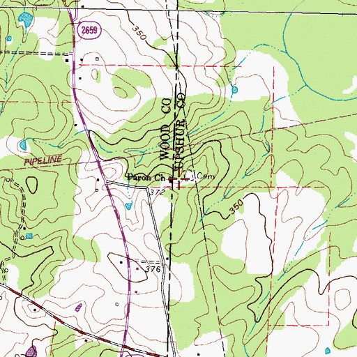 Topographic Map of Paron Church, TX