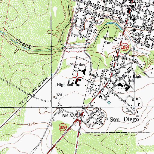 Topographic Map of Archie Parr Elementary School, TX