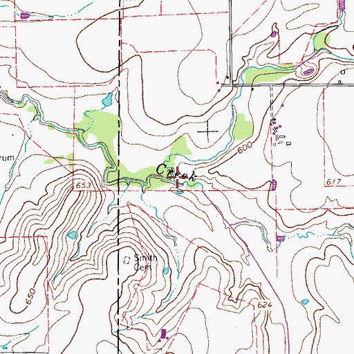 Topographic Map of Parvin Branch, TX