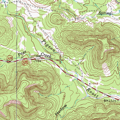 Topographic Map of Pass Creek, TX