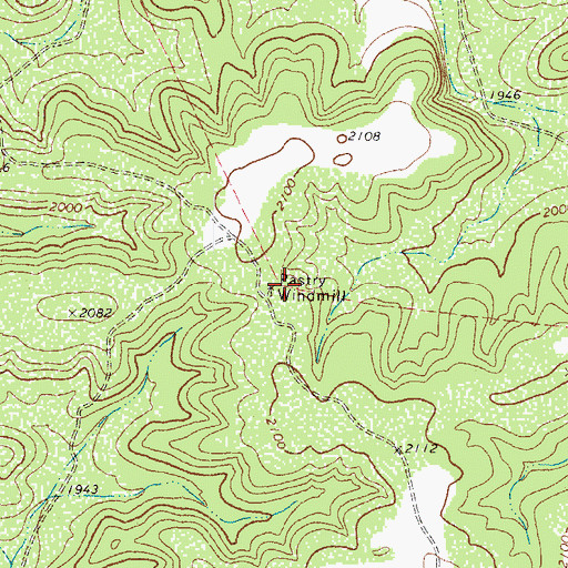 Topographic Map of Pastry Windmill, TX