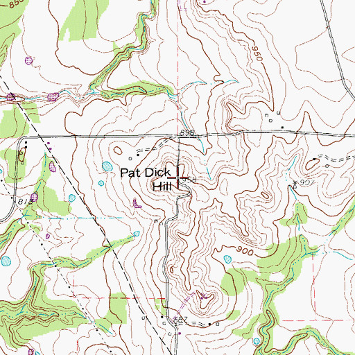 Topographic Map of Pat Dick Hill, TX