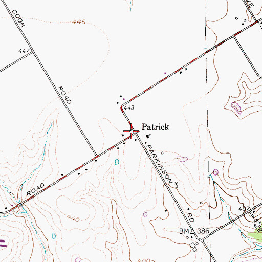 Topographic Map of Patrick, TX