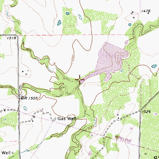 Topographic Map of Patridge Creek, TX