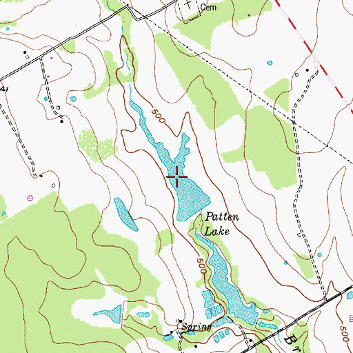 Topographic Map of Patten Lake, TX