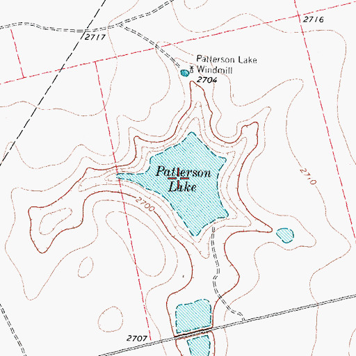 Topographic Map of Patterson Lake, TX