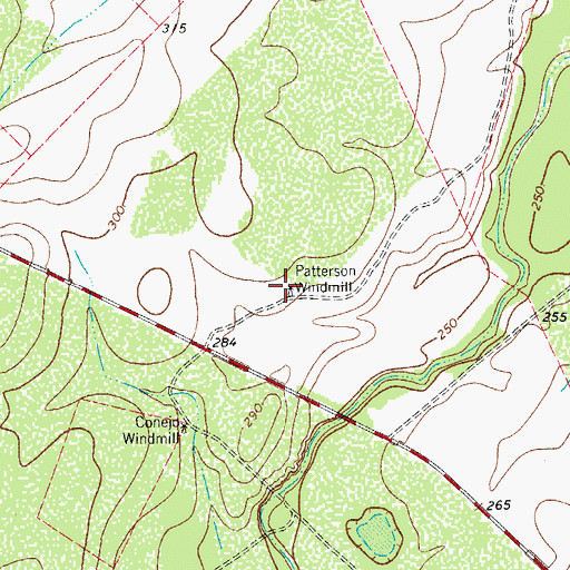 Topographic Map of Patterson Windmill, TX