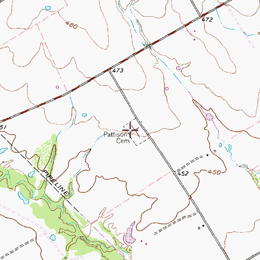 Topographic Map of Pattison Cemetery, TX