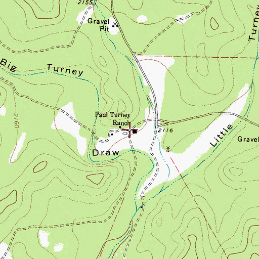 Topographic Map of Paul Turney Ranch, TX