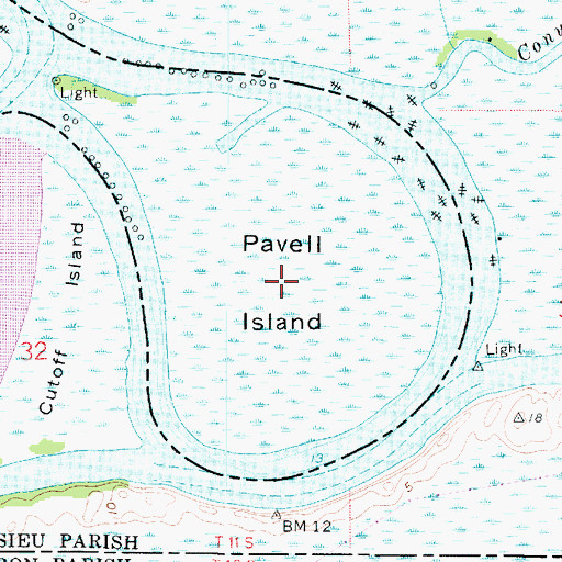 Topographic Map of Pavell Island, TX