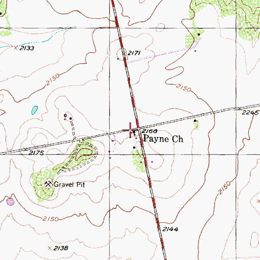 Topographic Map of Payne Church, TX