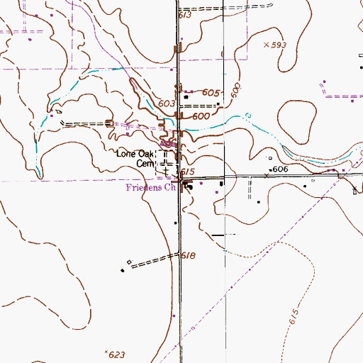 Topographic Map of Peace Church, TX
