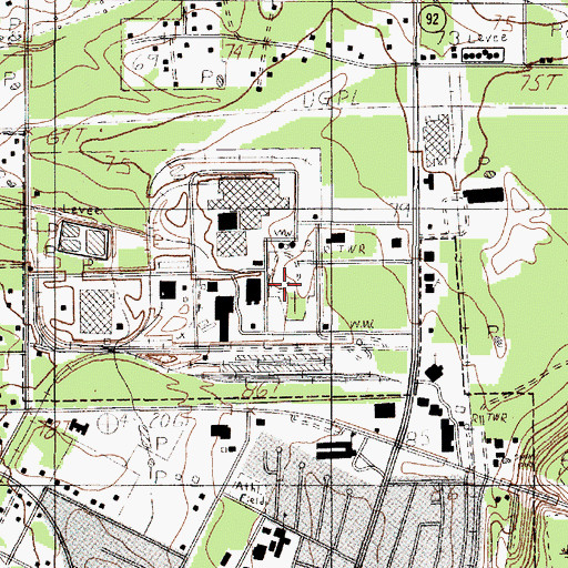 Topographic Map of Peaceful Rest Cemetery, TX
