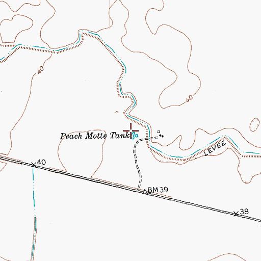 Topographic Map of Peach Motte Tank, TX