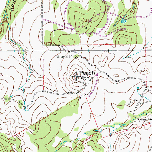 Topographic Map of Peach Mountain, TX