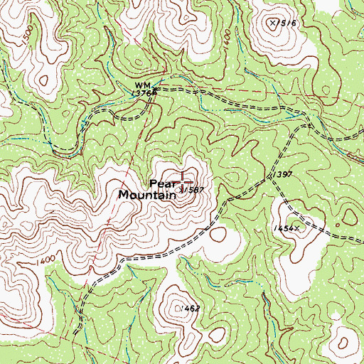 Topographic Map of Pear Mountain, TX