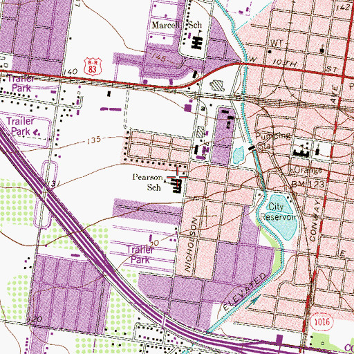 Topographic Map of Pearson School, TX