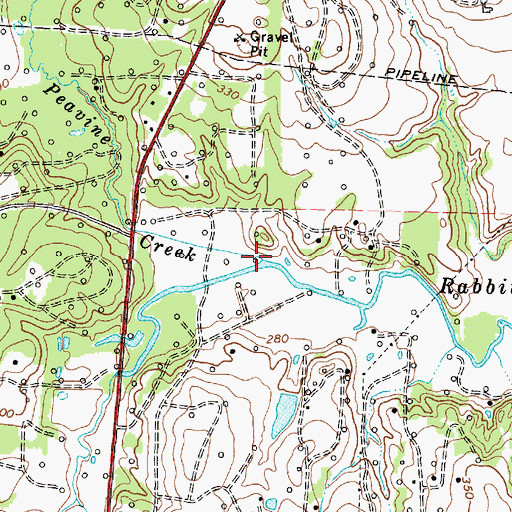 Topographic Map of Peavine Creek, TX