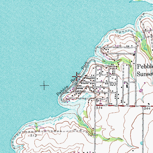 Topographic Map of Pebble Beach Park, TX